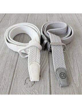 Ghost Golf Woven Stretch Belts Gray White Men’s 36 38 Lot of 2 Golf Belt 47”